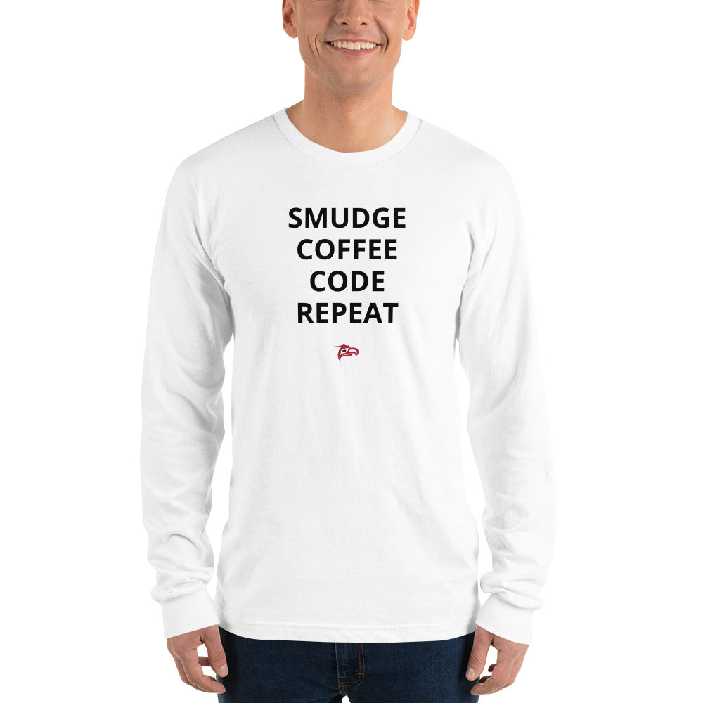 Smudge Coffee Code Repeat | Long Sleeve T-Shirt